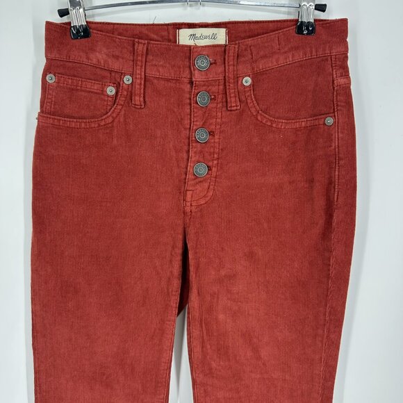 Madewell Cali Demi Boot Cut Corduroy Pants Jeans 24 Cropped High Rise Rust Red - Picture 6 of 11